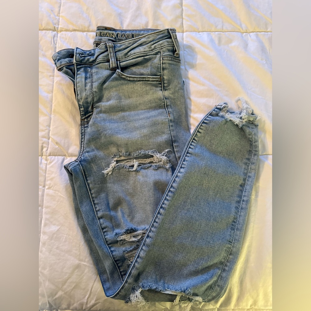AE Next Level Stretch Distressed Light Wash Jegging